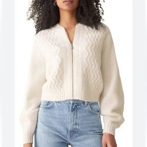 & Other Stories Cream Zig Zag Textured Knit Cardigan